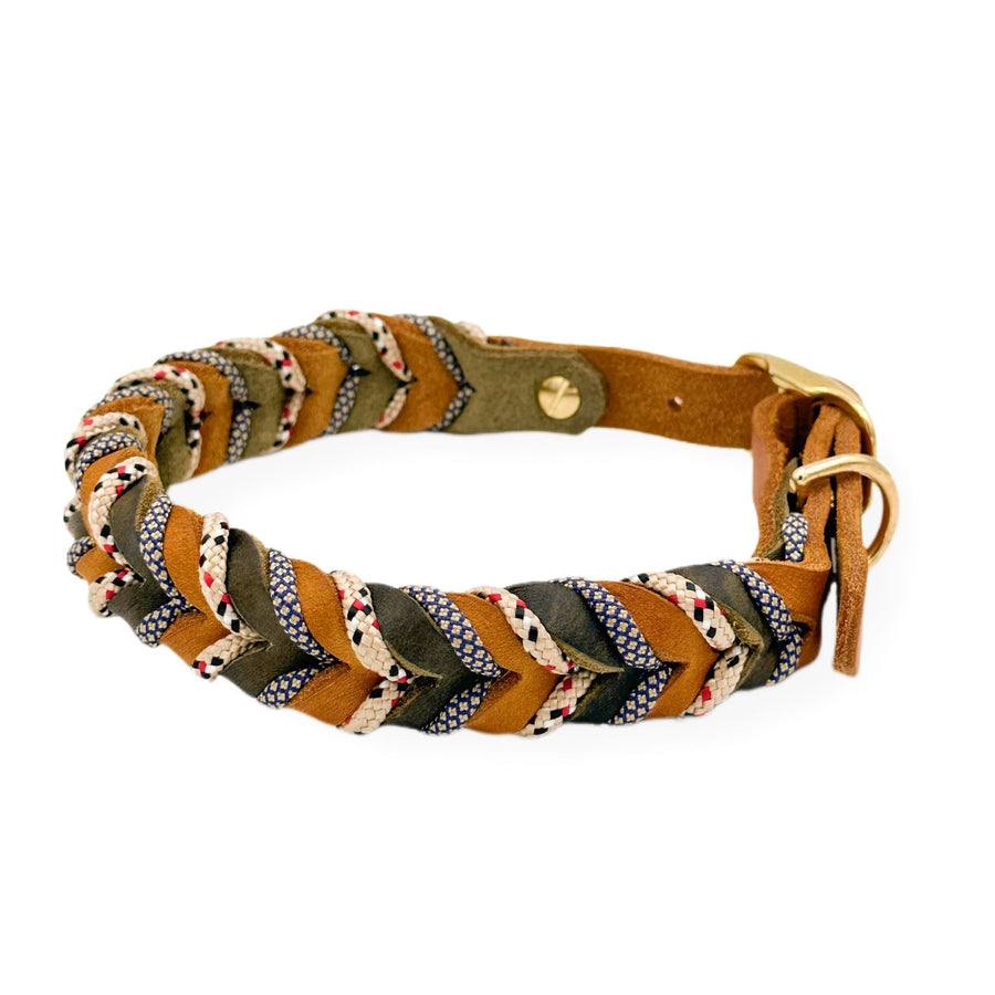 Leder Halsband Braided+ Safari