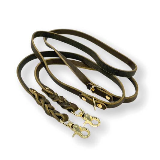 Leder Leine Olive