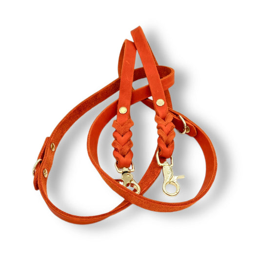 Leder Leine Orange