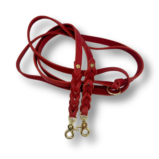 Leder Leine Red