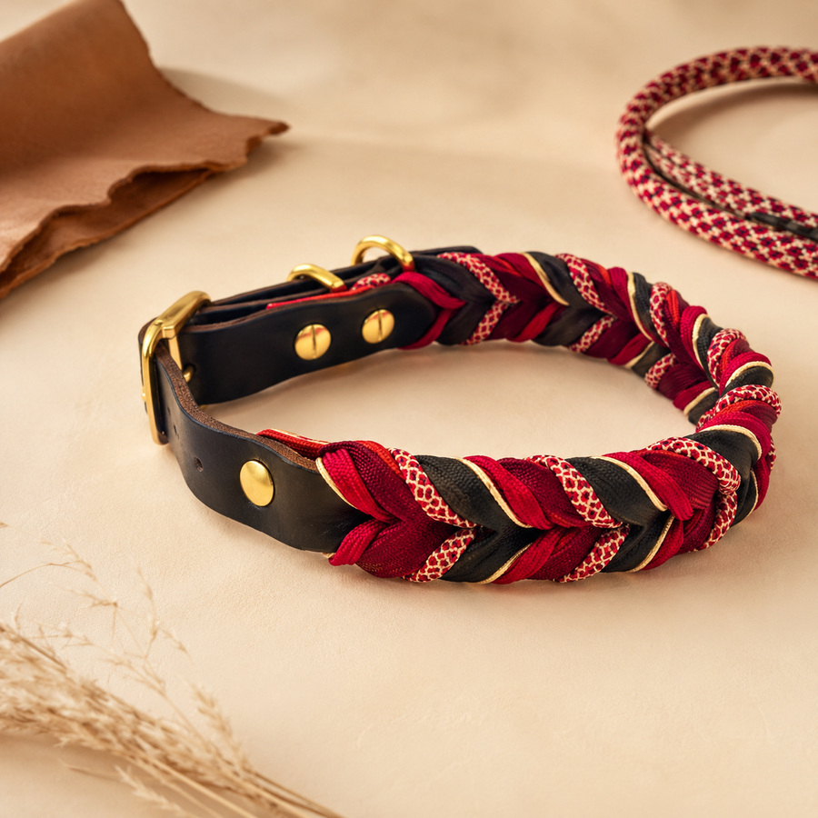 Leder Halsband Braided+ mit Paracord konfigurieren